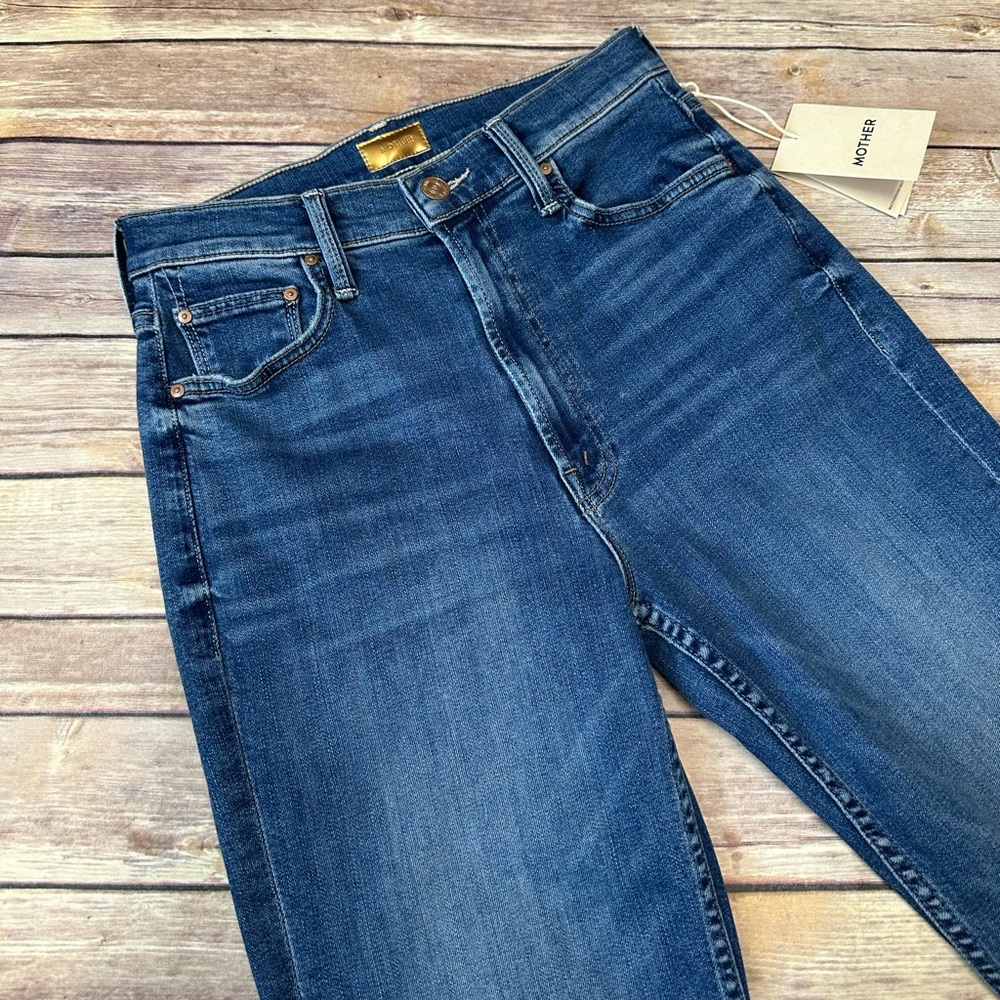 MOTHER  High Waisted Rider Ankle Step Fray Jeans in Over The Top size 28 - Picture 7 of 11